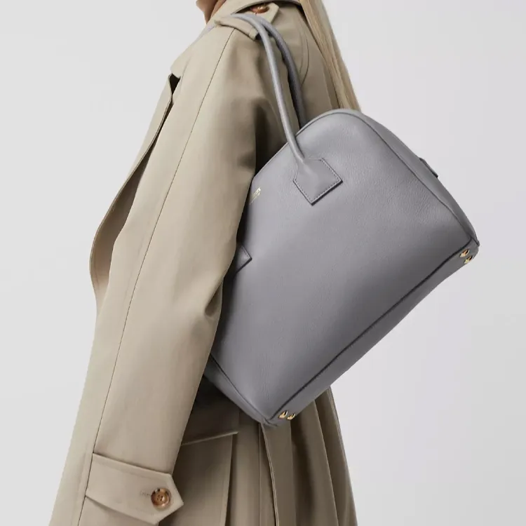 Burberry Cube Leather Bowling Bag Cube Bag Handbag Shoulder Bag Women's Cloud Gray-4