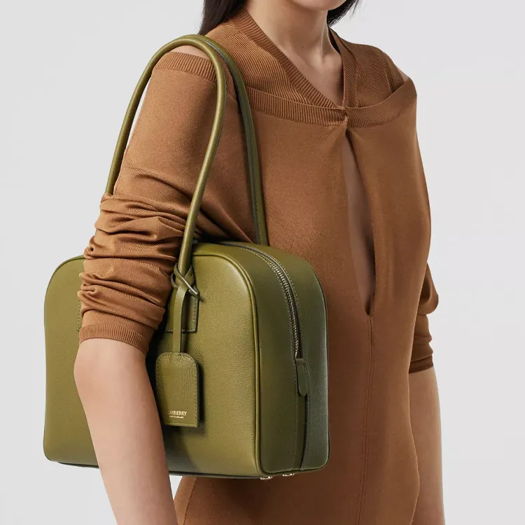 Burberry Cube Leather Bowling Bag Handbag Shoulder Bag Women's-5
