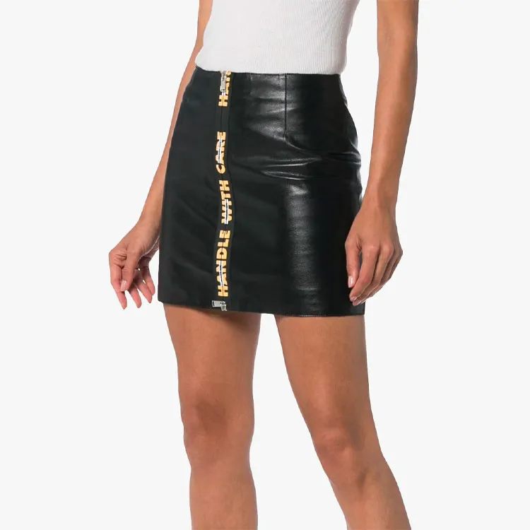 HERON PRESTON Leather Short Skirts Women's Black-2