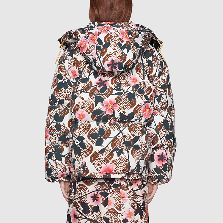 GUCCI X The North Face Floral Down Parka Ivory/Pink-2