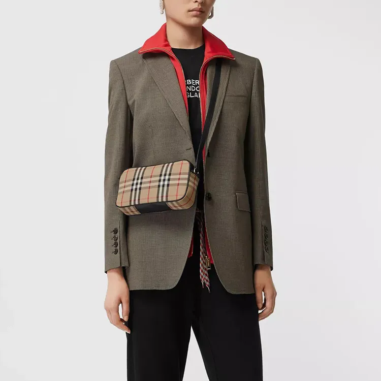Burberry Vintage Leather With Fabric Camera Bag, Shoulder Bag, Crossbody Bag Trumpets Women's Archive Beige-5