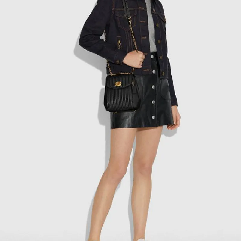 COACH Parker Leather Crossbody Bag Backpack Trumpets Women's Black-3