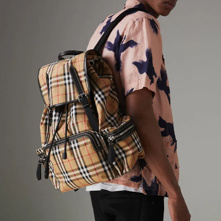 Burberry Canvas Backpack Unisex Beige-6
