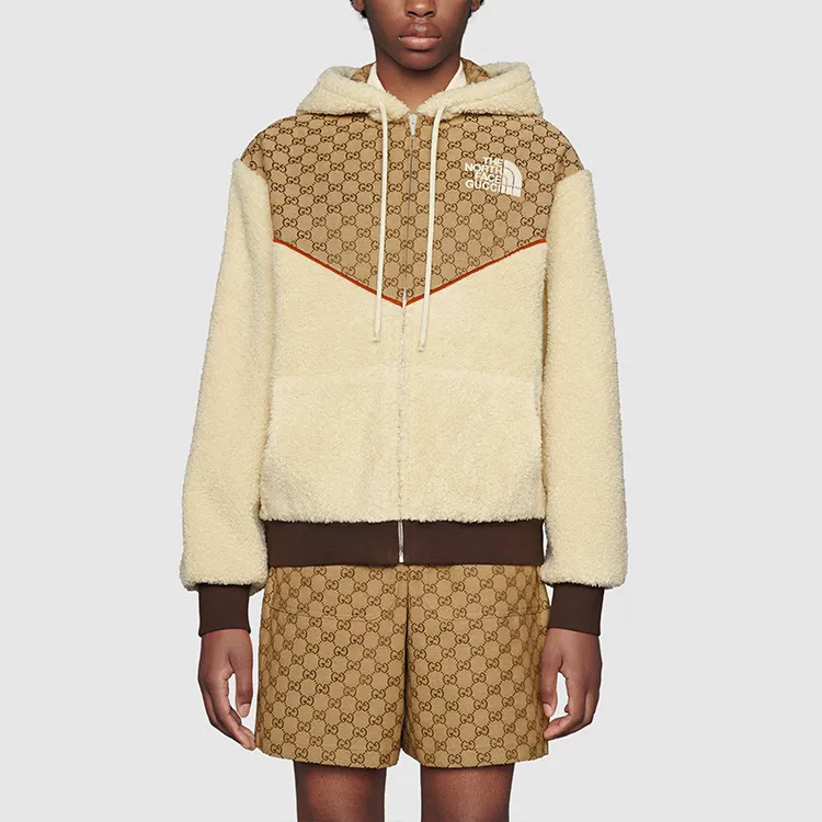GUCCI X The North Face Gg Canvas Shearling Jacket-5