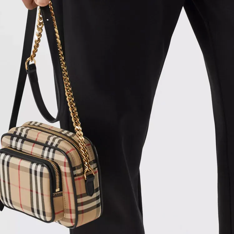 Burberry Vintage Calfskin Trim Camera Bags Crossbody Bag Shoulder Bag Unisex Archive Beige-6