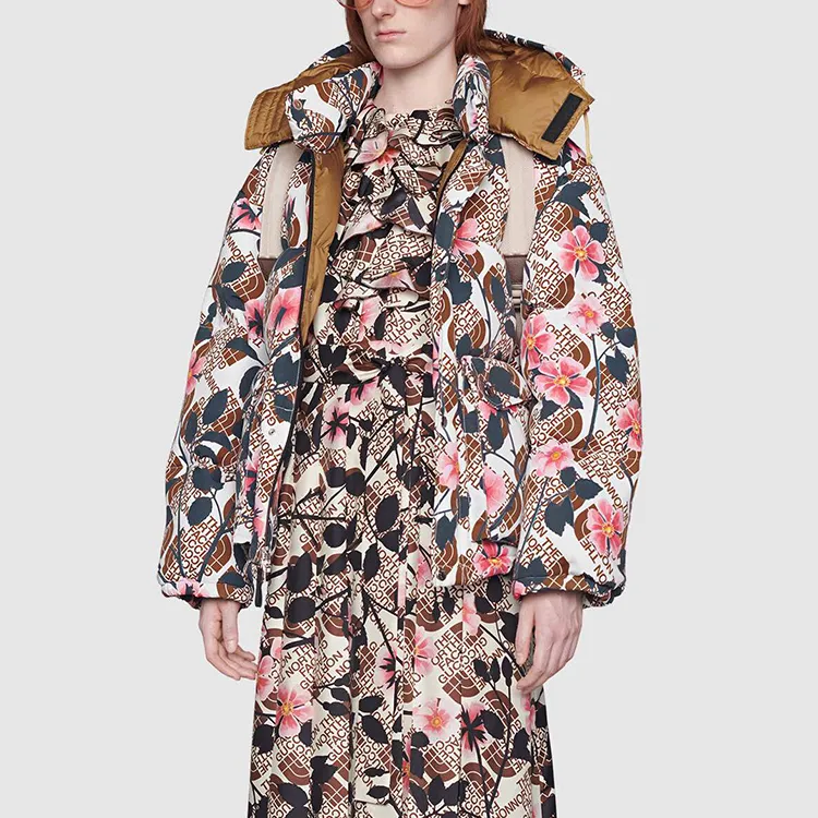 GUCCI X The North Face Floral Down Parka Ivory/Pink-3
