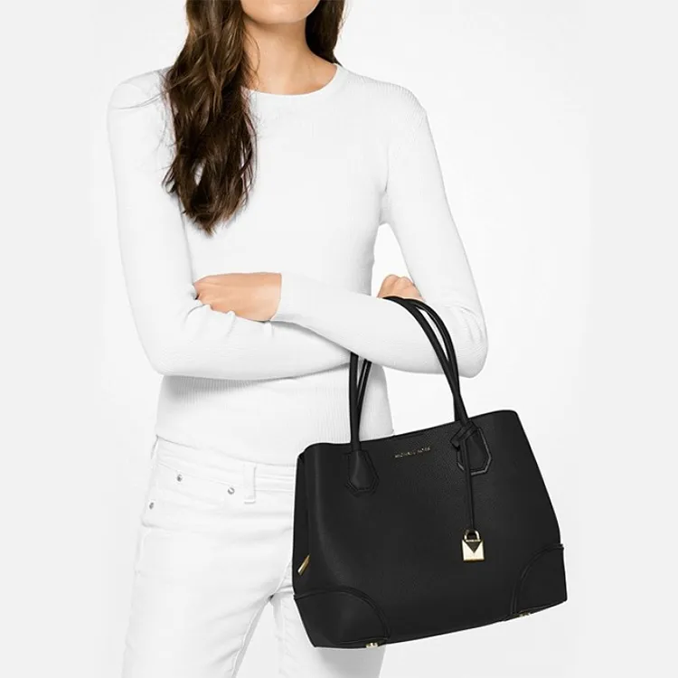 MICHAEL KORS Mercer Gallery Bucket Cow Leather Portable Crossbody Bag Shoulder Bag Medium Size Women's Black-6