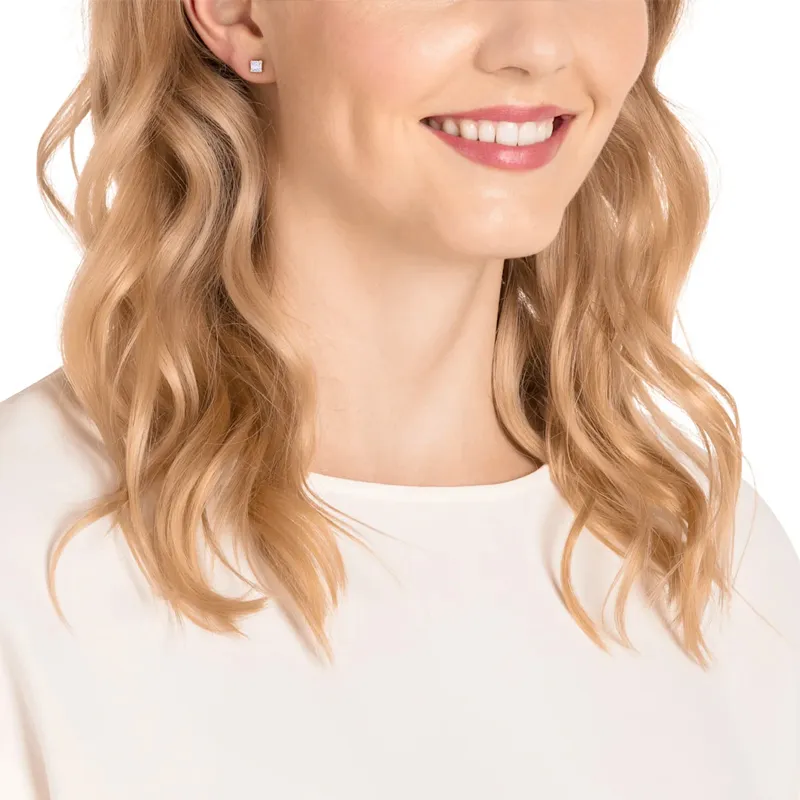 Swarovski Stilla Attract Stud Earrings Women's White/Rose Gold-3