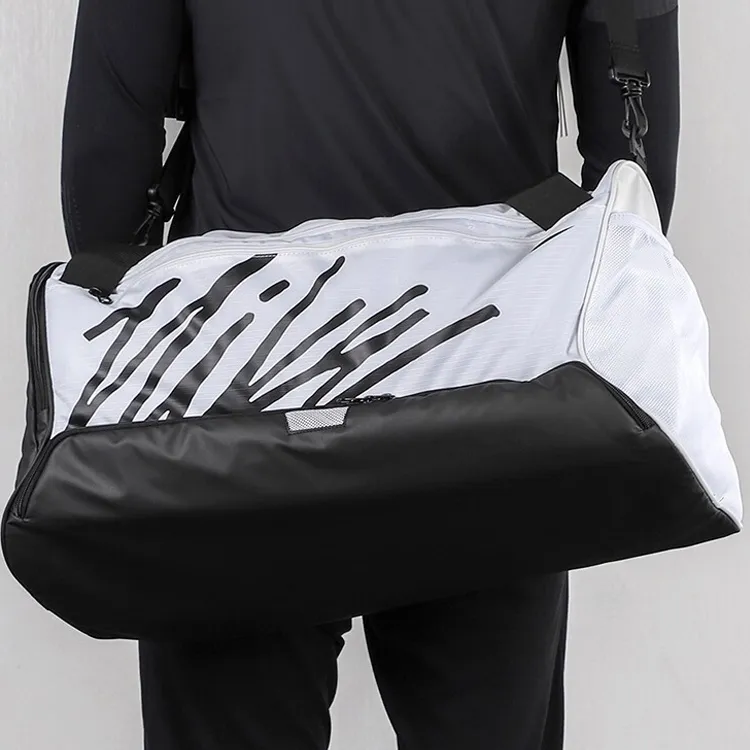 Nike Polyester Luggage Bag Travel Bag Unisex Black White-4