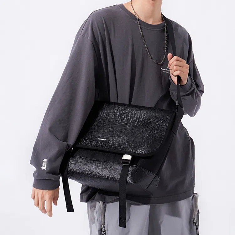 COMBACK Polyamide Messenger Bag, Shoulder Bag, Crossbody Bag Tubas Unisex Black-4