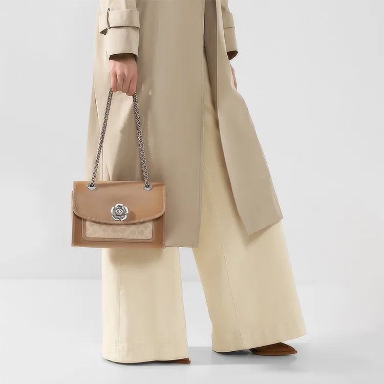 COACH Canvas With Leather Shoulder Bag, Crossbody Bag Women's Brown With Monogram-7
