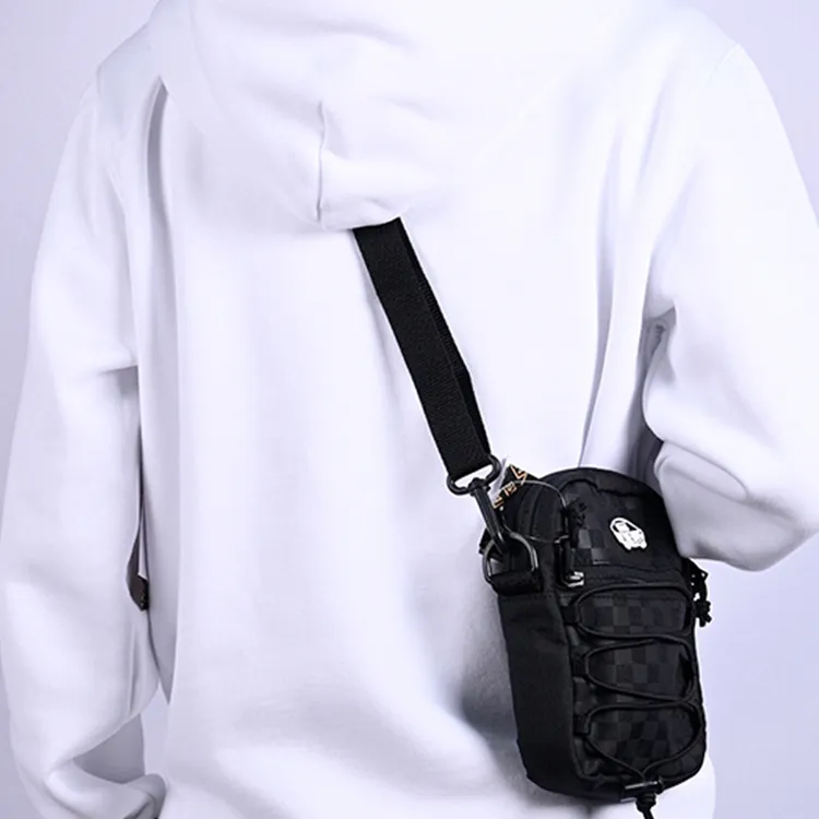 Vans Polyester Shoulder Bag, Crossbody Bag Regular Women's Black Subtle Texture-4