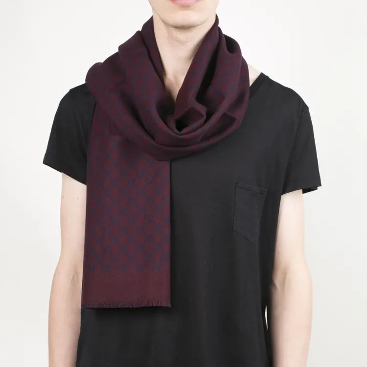 GUCCI Knit Scarves Unisex Fuchsia/Navy Blue Multicolor-1
