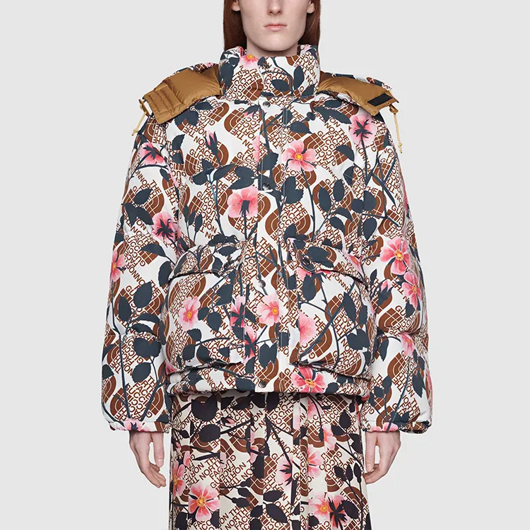 GUCCI X The North Face Floral Down Parka Ivory/Pink-1