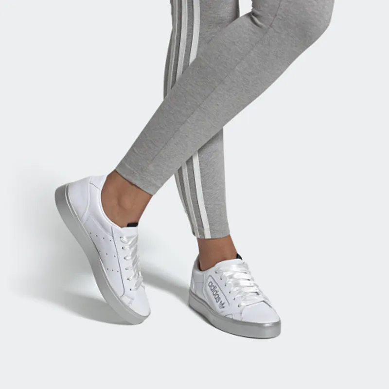 Adidas Sleek White Silver Metallic Women's-6