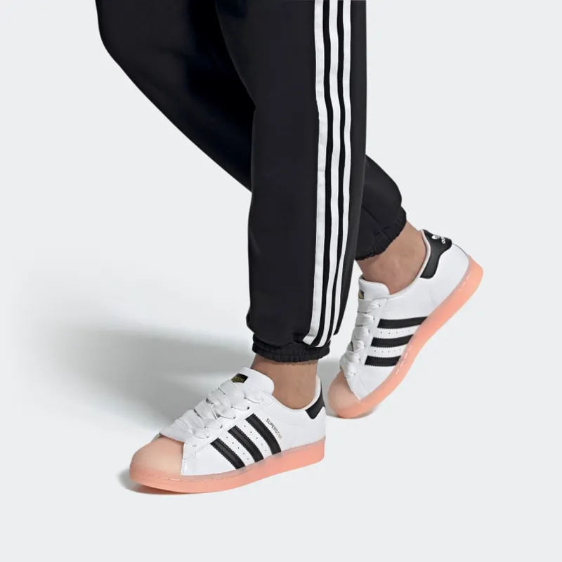 Adidas Superstar White Black Haze Coral Women's-6