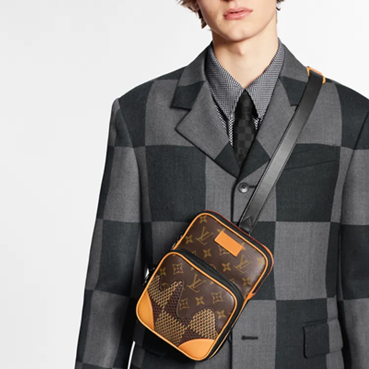 LOUIS VUITTON NIGO Collaboration Cow Leather With Coated Canvas Sling Bag Crossbody Bag Shoulder Bag Men's Brown-8