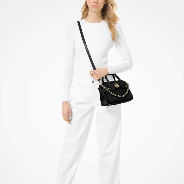 MICHAEL KORS Carmen Leather Ear Bag, Handbag, Crossbody Bag, Shoulder Bag Small Size Women's Black-7