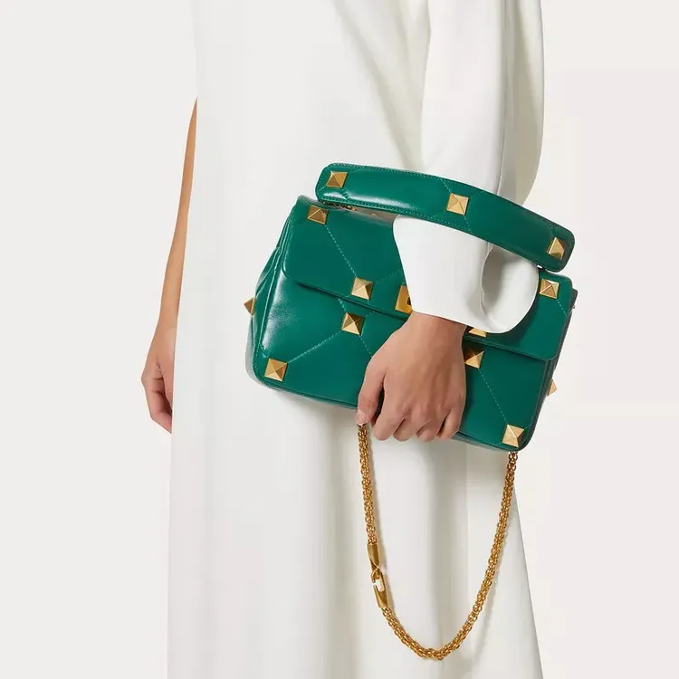 Valentino ROMAN STUD Nappa Sheep Leather Portable Crossbody Bag Shoulder Bag Women's Green-3