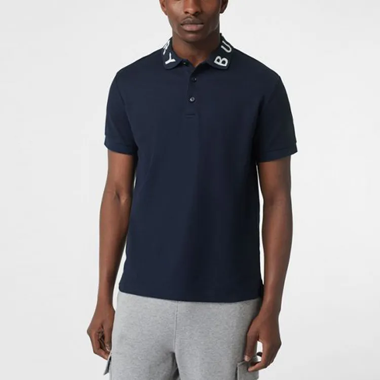 Burberry Men's Ryland Collar Logo Polo Shirt Navy-3
