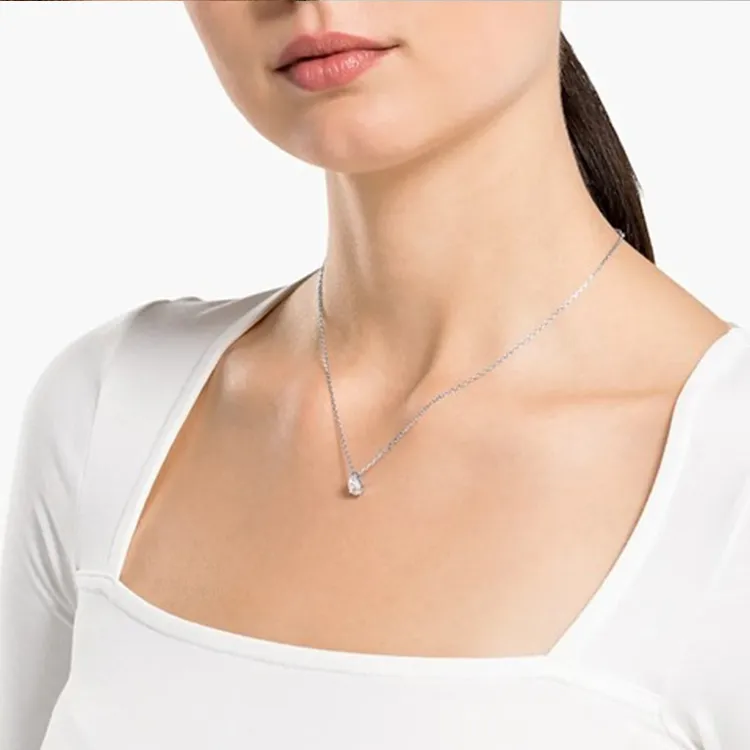Swarovski Stilla Attract Rhodium Plated, Faux Crystal Necklaces Women's-4