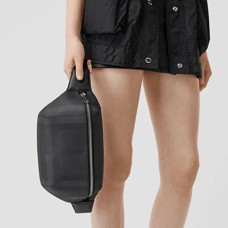 Burberry Bum Bag London Check Medium Dark Charcoal-5