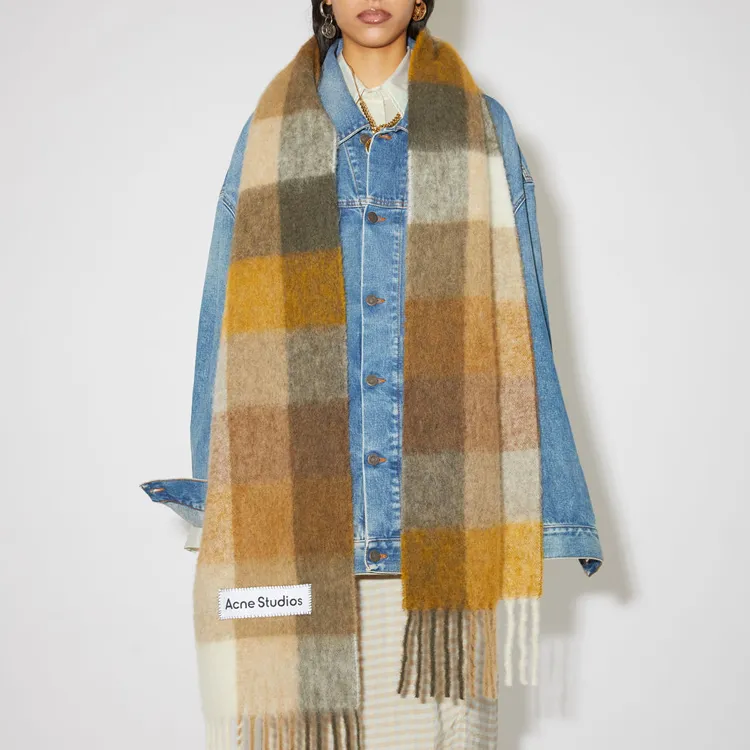 Acne Studios Knit Scarves Unisex White/Beige/Brown-3