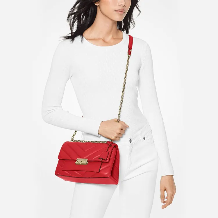 MICHAEL KORS Cece Leather Shoulder Bag, Crossbody Bag Medium Size Women's Bright Red-5