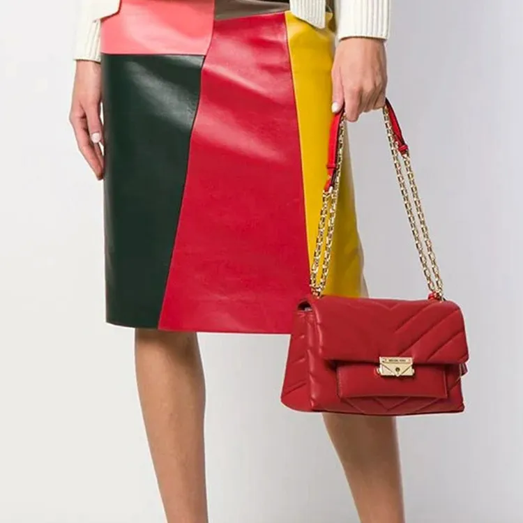 MICHAEL KORS Cece Leather Shoulder Bag, Crossbody Bag Medium Size Women's Bright Red-4