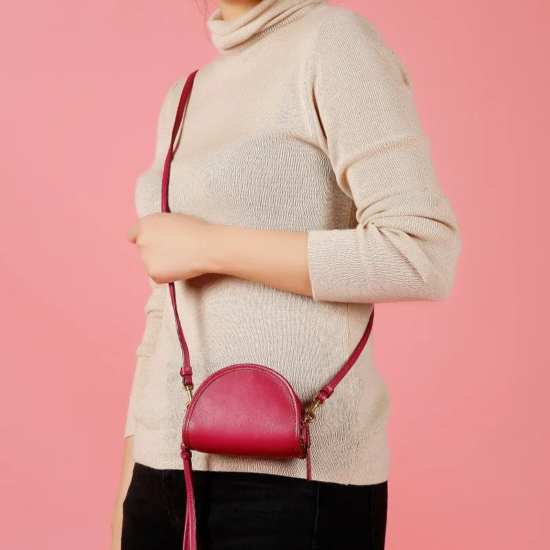 COACH Leather Coin Purse, Shoulder Bag, Crossbody Bag Mini Women's Rose Red-7