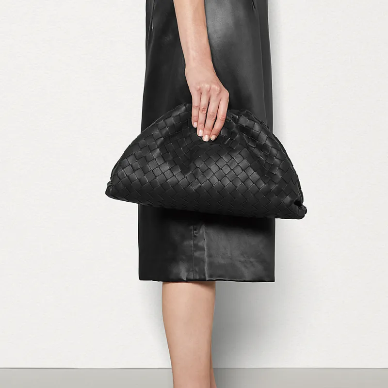 Bottega Veneta Sheepskin Clutch Women's Black-2