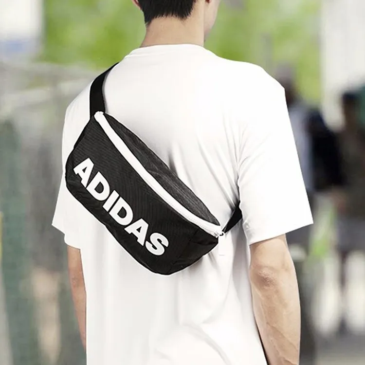 Adidas Polyester Crossbody Bags Fanny Pack Regular Unisex Black/White Logo-4