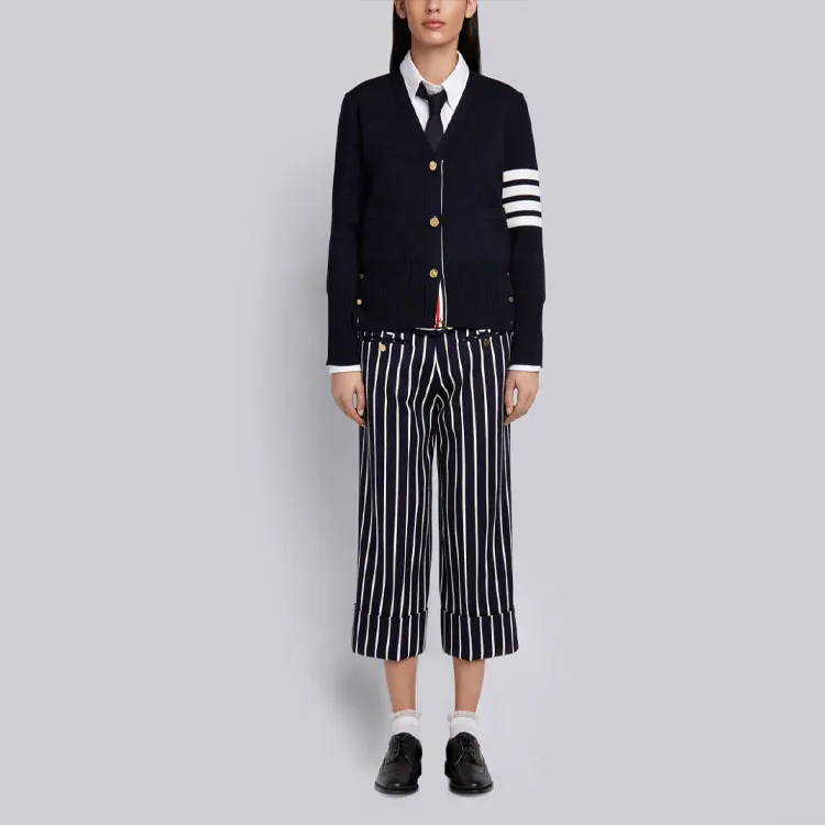 THOM BROWNE 4 Bar V Neck Cardigan-1