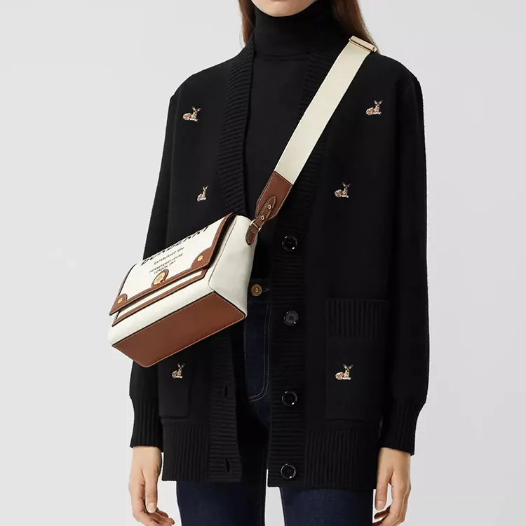Burberry Horseferry Print Canvas Note Crossbody Bag Natural/Tan-6