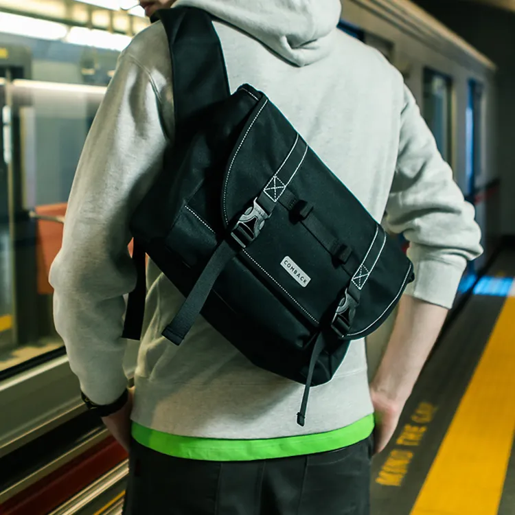 COMBACK Polyamide Computer Messenger Bag, Crossbody Bag Regular Unisex Black/White-4