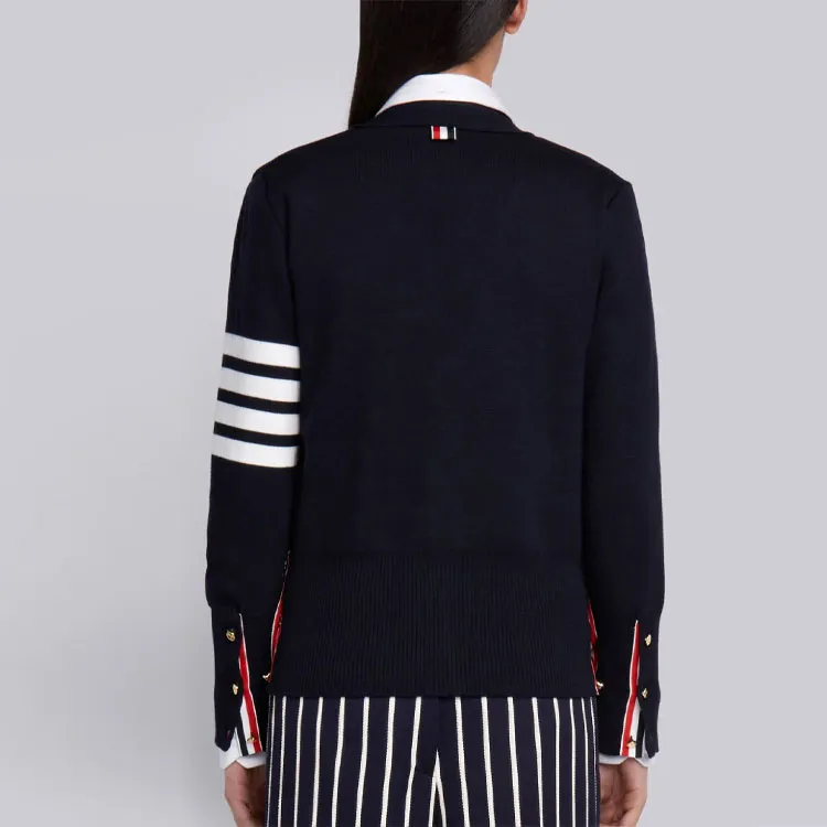 THOM BROWNE 4 Bar V Neck Cardigan-3