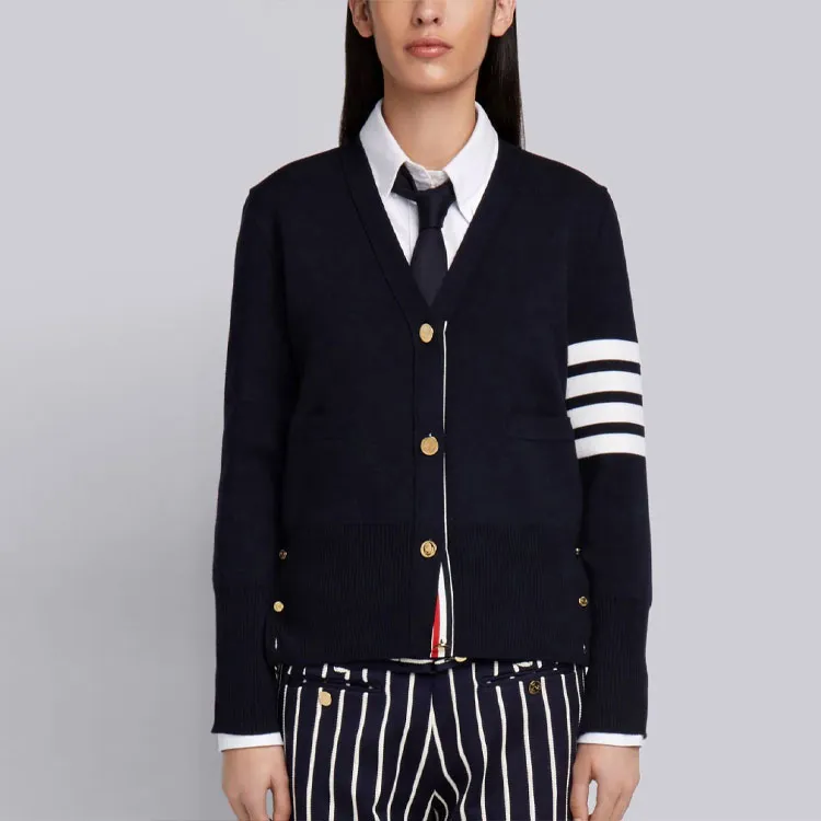 THOM BROWNE 4 Bar V Neck Cardigan-2