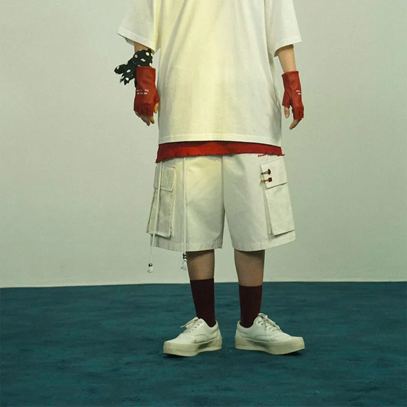 UNVESNO Loose Fit Shorts Unisex White-2
