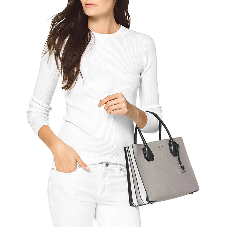 MICHAEL KORS Mercer Leather Trunk Bag Shoulder Bag Crossbody Bag Handbag Small Size Women's Gray-3