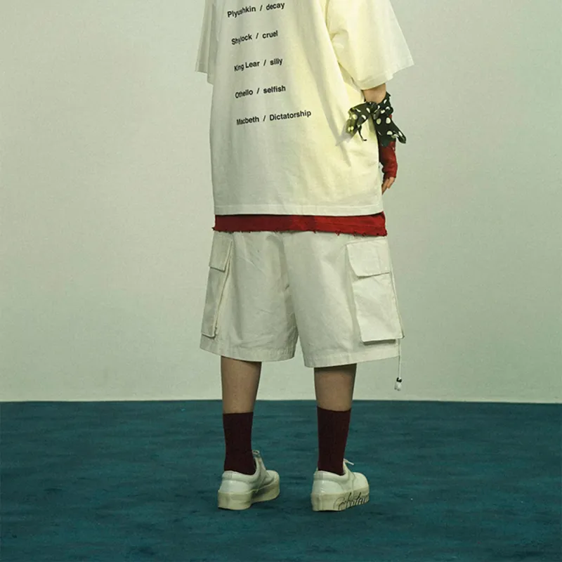 UNVESNO Loose Fit Shorts Unisex White-3