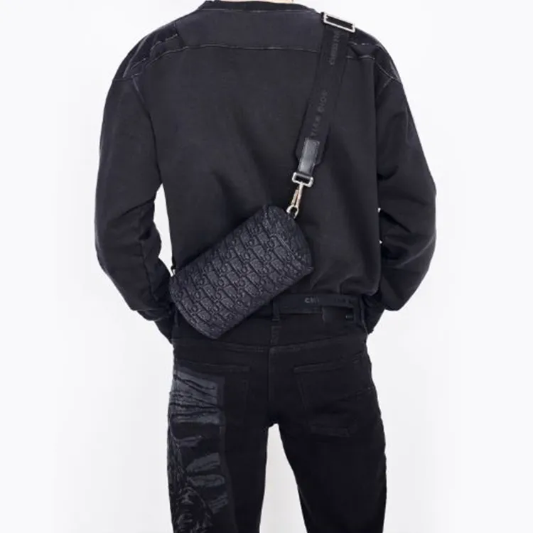 DIOR RollerOBLIQUE Embroidery Messenger Bag Handbag Shoulder Bag Crossbody Bag Men's Black-5