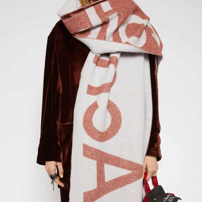 Acne Studios Knit Scarves Unisex Red White-2