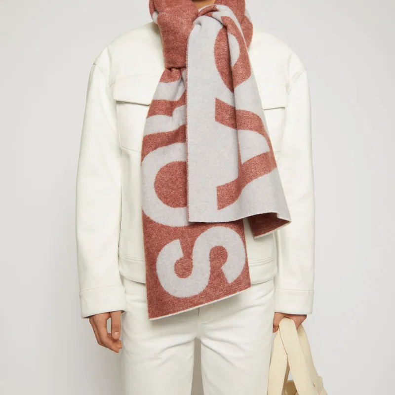 Acne Studios Knit Scarves Unisex Red White-3