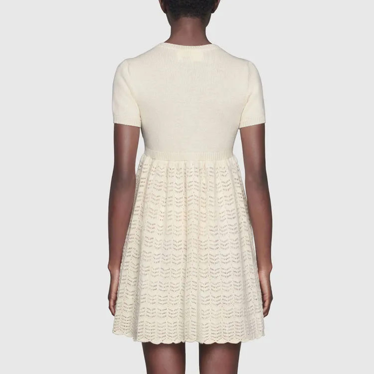 GUCCI Short-Sleeved Dresses Women's Ivory White-3