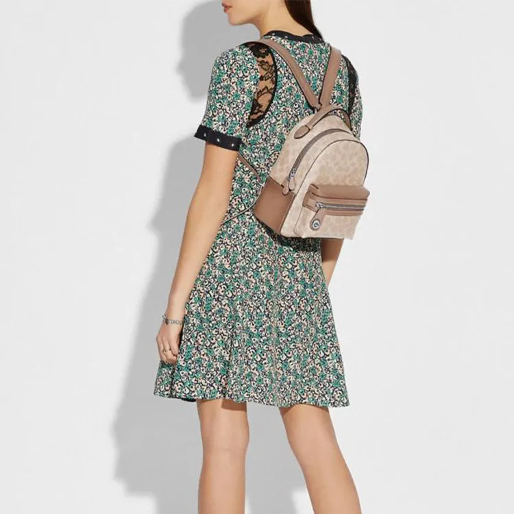 COACH Campus Canvas Backpack Small Size Women's Milk Tea Beige-5