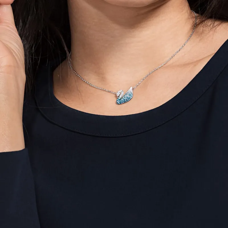 Swarovski Faux Crystal Stone Necklaces Women's Gradient Blue-7