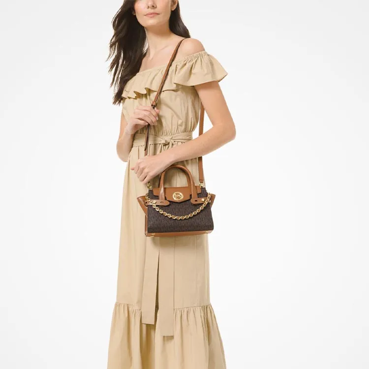 MICHAEL KORS Carmen Artificial Leather Portable Crossbody Bag, Shoulder Bag Women's Brown-7