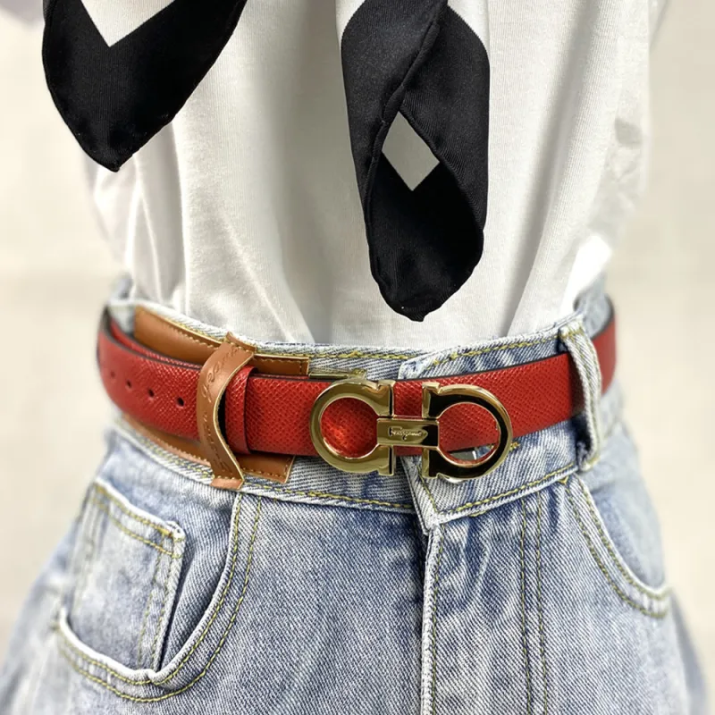 FERRAGAMO Cow Leather Leather Belts Women's Width 2.5cm-2