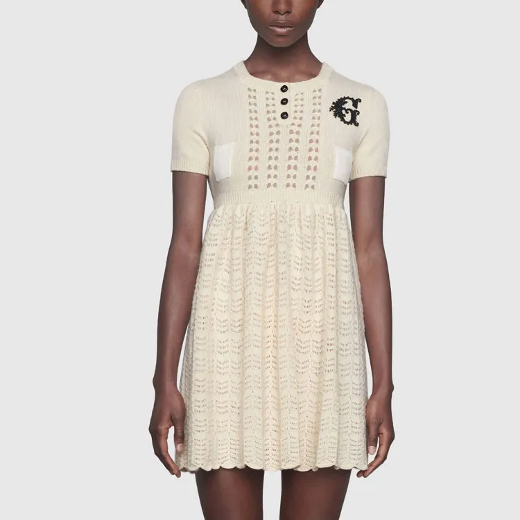GUCCI Short-Sleeved Dresses Women's Ivory White-2