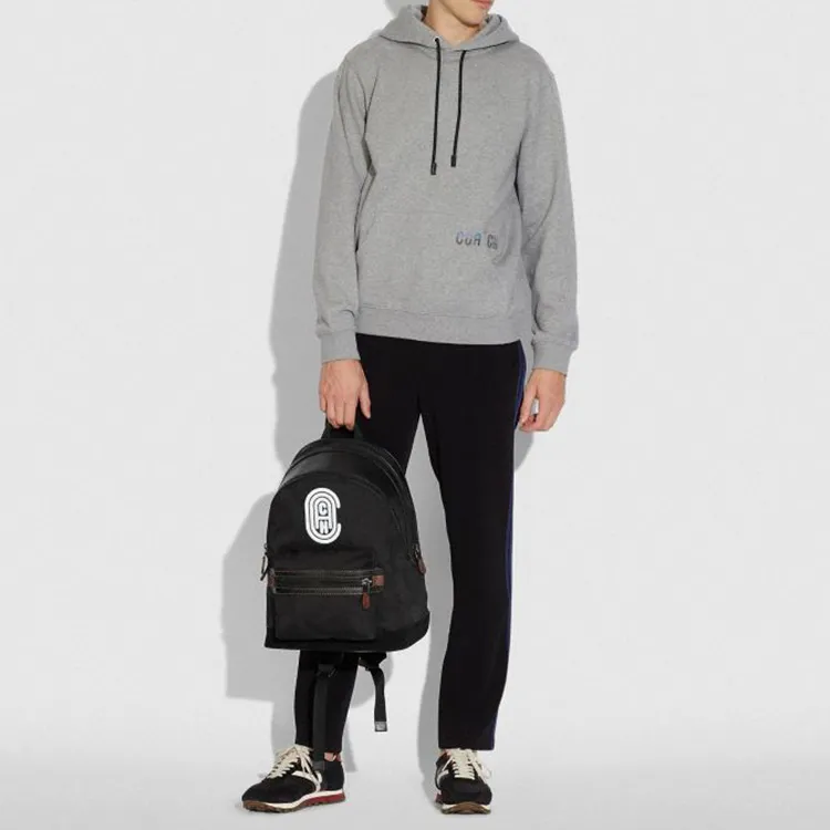 COACH Academy Leather Backpack Large Size Men's Black-6